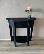 Mooie gerestylede kleine sidetable met lade | zwart, Huis en Inrichting, Ophalen, 100 tot 150 cm, Rond, Zo goed als nieuw