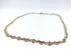 Zilveren schakelketting bezet met markasieten, 925, Gebruikt, Info@zilverwebsite.nl, Verzenden, Zilverwebsite.nl