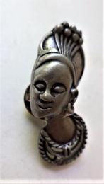 Broche Afrikaanse vrouwenhoofd tinnen steekbroche (2059), Ophalen, Nieuw, Zilver, Overige materialen