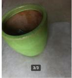 Bloempot keramiek groen hoogte 25 cm br 14 cm, Rond, Ophalen of Verzenden, Zo goed als nieuw, Aardewerk