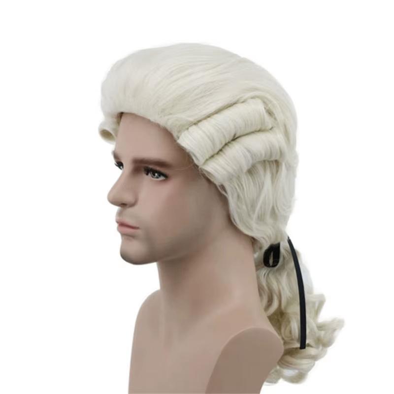 Lichtblonde Historische Heren Pruik Rechter Advocaat, Sieraden, Tassen en Uiterlijk, Uiterlijk | Haarverzorging, Verzenden, Nieuw