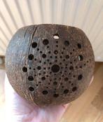 Kokosnoot kandelaar windlicht bruin met speels lichteffect, Bruin, Verzenden, Nieuw, Kandelaar