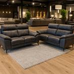 Bankstel 3+2 zits Elektrisch verstelbaar Antraciet lederstof, Hout, #Bankstel#Lederstof#Antraciet#Landelijk, Nieuw, 75 tot 100 cm