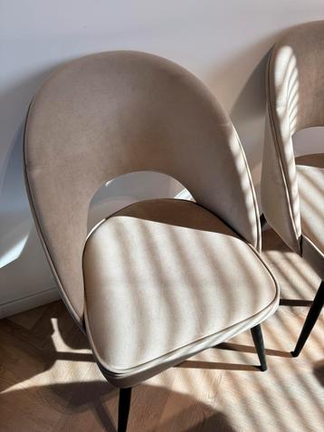 4x stoelen zitmaxx velvet eetkamerstoelen beige zwarte poten beschikbaar voor biedingen