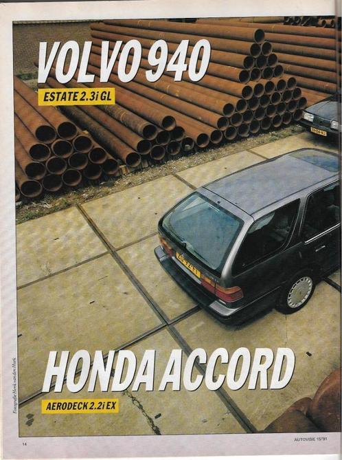 Duotest Honda Accord Aerodeck vs Volvo 940 Estate, 1991, Boeken, Auto's | Folders en Tijdschriften, Gelezen, Honda, Ophalen of Verzenden