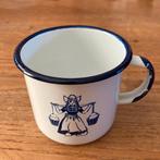 Emaille mok beker kampbeker kampeerbeker wit blauw, Antiek en Kunst, Ophalen of Verzenden