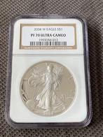 2004 W Eagle $1 Dollar 1oz Fine Silver  NGC PF70 Ultra Cameo, Postzegels en Munten, Munten | Amerika, Zilver, Losse munt, Verzenden