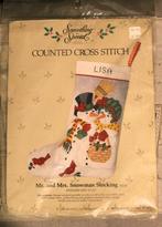 Borduurpakket Mr. and Mrs. Snowman Stocking 50214, Hobby en Vrije tijd, Borduren en Borduurmachines, Verzenden, Zo goed als nieuw