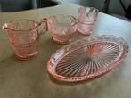 Vintage zalmroze glaswerk, Antiek en Kunst, Antiek | Glas en Kristal, Ophalen of Verzenden