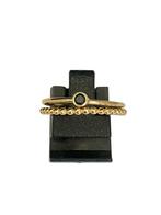 1 pareldraad en 1 zwarte zirkonia gouden ring mt 18