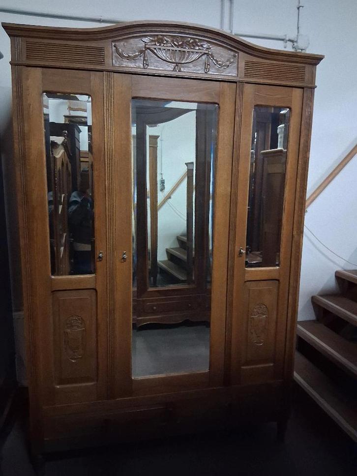 Barok eiken linnenkast kleerkast spiegeldeur  325,00, Huis en Inrichting, Kasten | Kledingkasten, Zo goed als nieuw, 200 cm of meer