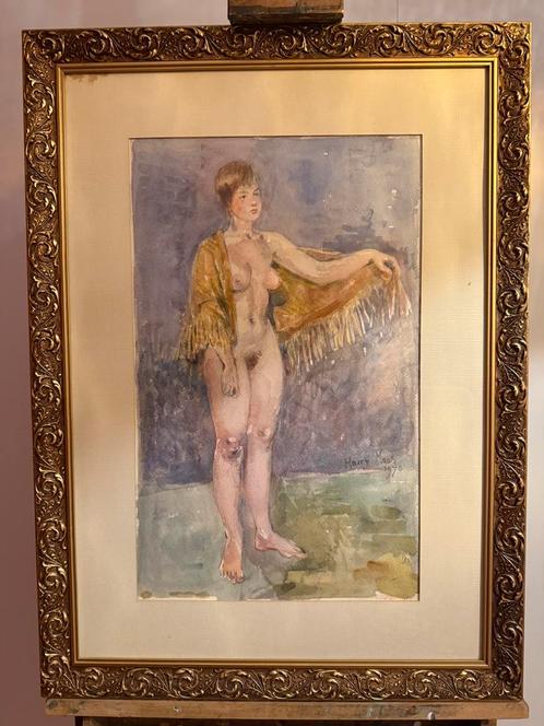 Harry Maas, naakt, aquarel, 56 x 76 cm, Antiek en Kunst, Kunst | Schilderijen | Klassiek, Ophalen
