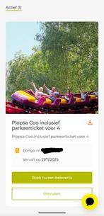 BONGO cadeaubon – Plopsa Coo voor 4 personen (inc. parkeren), Drie personen of meer, Cadeaubon