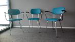 Set van drie jaren 60/70? Vintage Keukenstoelen, Retro, Blauw, Drie, Gebruikt, Metaal