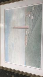 Zeefdruk vuurtoren Huisduinen door Frans Room, Ophalen of Verzenden