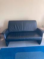 Te koop: zwart leren tweezits bank, Ophalen, Gebruikt, Minder dan 75 cm, 150 tot 200 cm