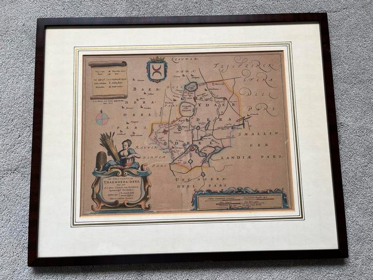 Kaart Friesland, grietenye Ydaerdera-deel, J. v Meurs?, 1664, Antiek en Kunst, Kunst | Etsen en Gravures, Ophalen of Verzenden
