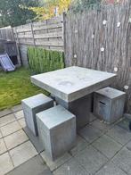 Betonlook Tuinset - Tafel + 4 Krukken, Ophalen, Eettafel, Zo goed als nieuw, Tuinset
