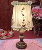 Tafellamp retro hout groen antiek / klassiek lampenkap bloem