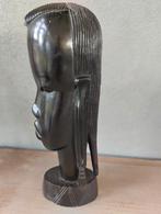 Handgesneden houten buste Afrikaans Vrouw, Antiek en Kunst, Ophalen of Verzenden