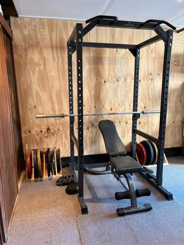 Power Rack + Bank + 182,5kg Gewichten – Powermark Set beschikbaar voor biedingen