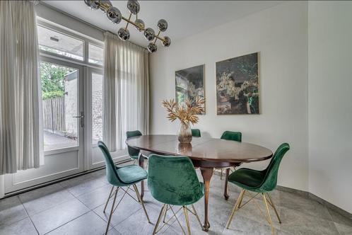 Groene Velvet Eetkamerstoelen - 6 Stuks, Huis en Inrichting, Stoelen, Gebruikt, Vijf, Zes of meer stoelen, Overige kleuren, Ophalen