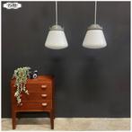Industtiele pendellampen Lampen Hanglampen 10 op voorraad, Ophalen, Gebruikt, Glas, Vintage industrieel