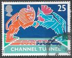 GB 25 p. zegel Opening Spoorlijn in Kanaaltunnel 1994, Postzegels en Munten, Verzenden, Gestempeld, Treinen