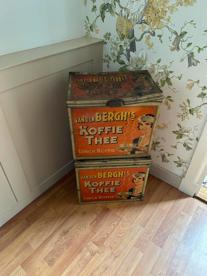 Vintage Vanden Bergh's Koffie Thee Blikken, Verzamelen, Blikken, Gebruikt, Koffie, Ophalen
