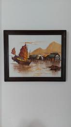 Olieverf Schilderij Chinese Jonk, Antiek en Kunst, Kunst | Schilderijen | Klassiek, Ophalen of Verzenden