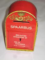 oude spaarpot/spaarbus in vorm van brievenbus, Verzamelen, Ophalen of Verzenden, Gebruikt, Metaal of Blik, Object of Gebouw