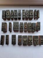 Vintage houten drukletters alfabet, Ophalen of Verzenden