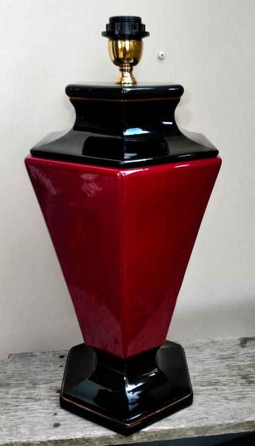 Lamp Tafellamp Schemerlamp - Zwart Rood Keramiek - 53CM, Huis en Inrichting, Lampen | Tafellampen, Zo goed als nieuw, Ophalen of Verzenden