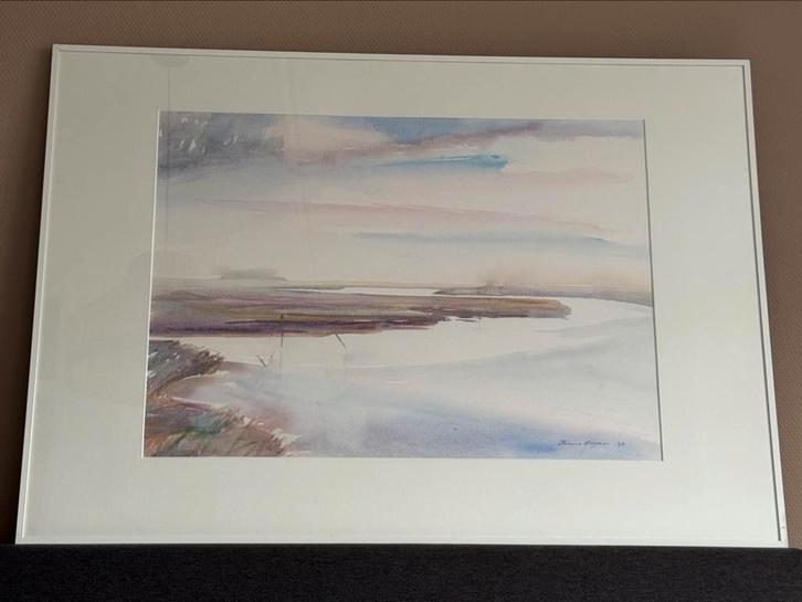 Aquarel Lauwersmeer bij Zoutkamp Rianne Kooijman, Antiek en Kunst, Kunst | Schilderijen | Modern, Ophalen of Verzenden