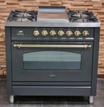 Luxe Fornuis Boretti 90cm antraciet + messing Frytop, Witgoed en Apparatuur, Fornuizen, 60 cm of meer, Ophalen of Verzenden, Zo goed als nieuw