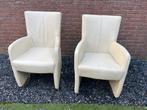 Lederen stoelen, crème wit, 2 stuks goede&nette staat., Huis en Inrichting, Fauteuils, Ophalen, Zo goed als nieuw