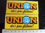 2x sticker union logo da's pas fietsen! geel, Verzamelen, Verzenden, Zo goed als nieuw, Merk