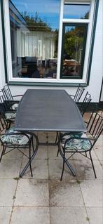Tuinset - Tafel met 6 stoelen, Ophalen, Gebruikt, Rechthoekig, Metaal