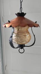 Vintage hanglamp metaal glas, Ophalen of Verzenden, Gebruikt, Glas, 50 tot 75 cm