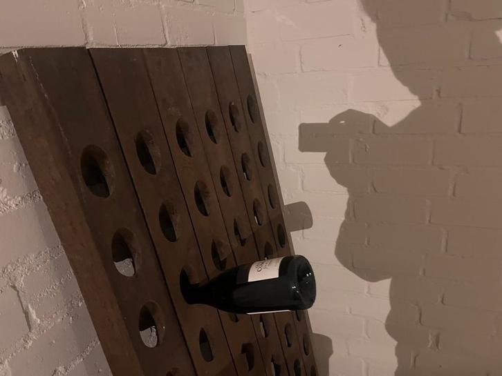 Champagnerek/Pupitre/Wijnrek tradiotioneel hout, Huis en Inrichting, Woonaccessoires | Wijnrekken, Gebruikt, 75 cm of meer, Hout