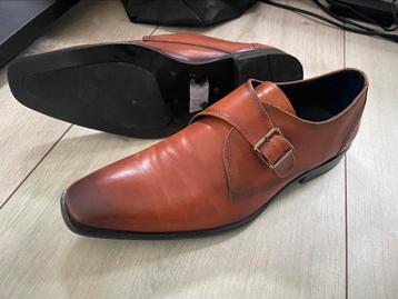 Vrijwel nieuwe Cognac leren gespschoenen maat 46 beschikbaar voor biedingen