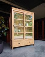 Teakhouten vitrinekast | Servieskast | Buffetkast #2040, 100 tot 150 cm, 200 cm of meer, Ophalen of Verzenden, Teakhout