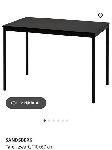 IKEA Tarendo/Sandsberg Eettafel Zwart, Huis en Inrichting, Tafels | Eettafels, Gebruikt, 50 tot 100 cm, 100 tot 150 cm, Vier personen