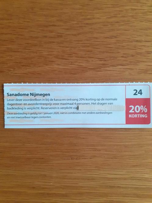 SANADOME NIJMEGEN 20% KORT PER PERS MAX 4 PERSONEN!, Tickets en Kaartjes, Kortingen en Cadeaubonnen, Drie personen of meer, Spa of Sauna