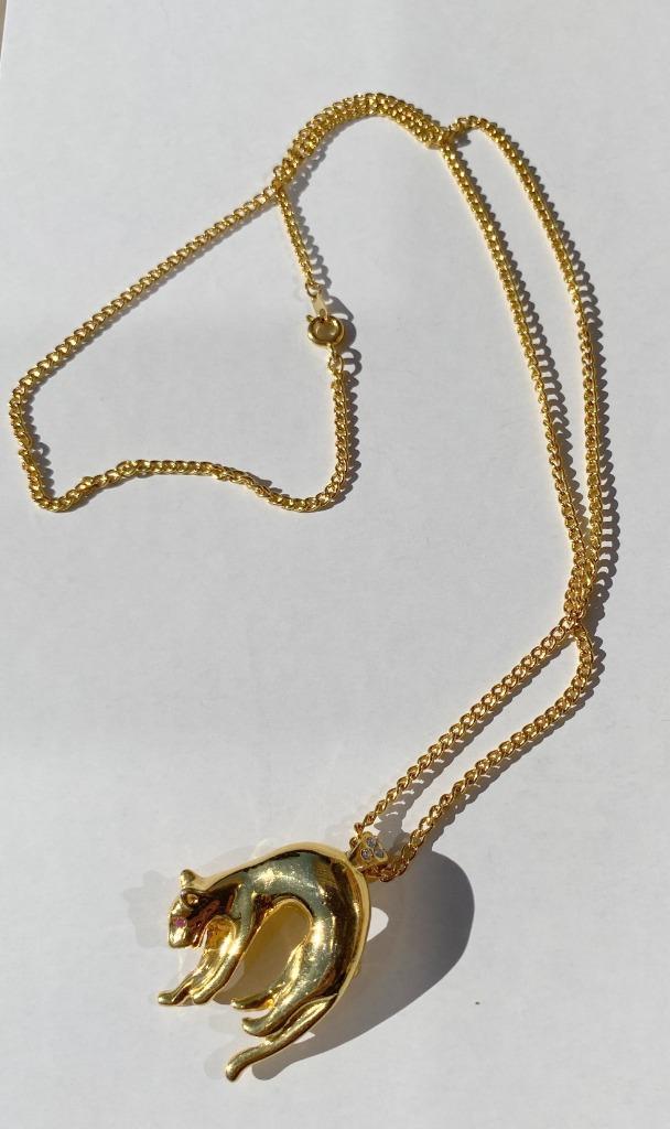 kettinghanger / broche Panter met ketting verguld /doublé, Sieraden, Tassen en Uiterlijk, Kettingen, Zo goed als nieuw, Overige materialen