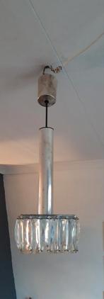 Vintage kristalglas met chroom hanglamp het glas, Ophalen of Verzenden, Gebruikt, Glas, Minder dan 50 cm