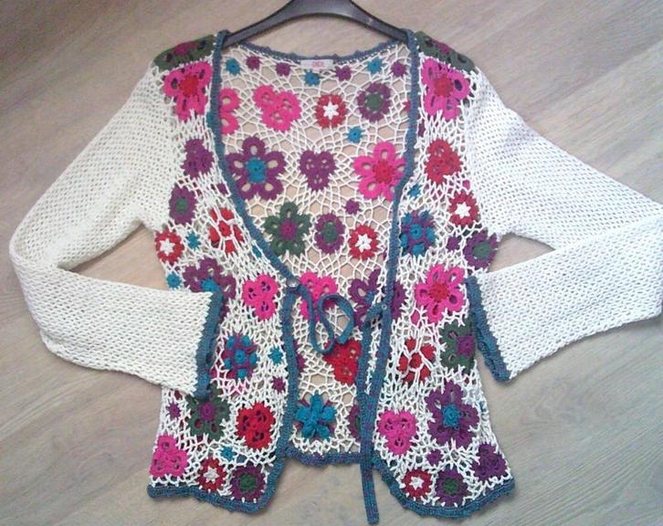 DIDI bohemian style hippie style gehaakte kleurtjes top L, Kleding | Dames, Tops, Gedragen, Maat 42/44 (L), Overige kleuren, Lange mouw