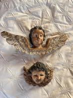 Twee antieke houten engel sculpturen, Ophalen of Verzenden