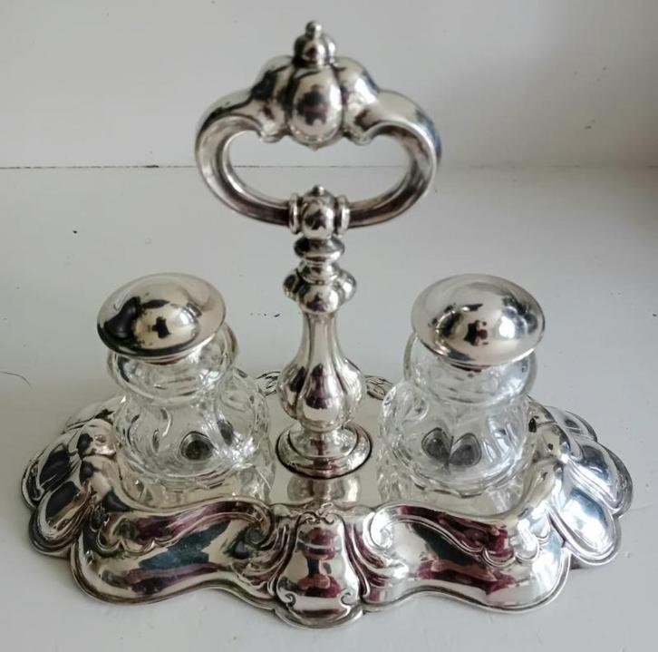 Antiek zilveren biedermeier inktstel, Antiek en Kunst, Antiek | Goud en Zilver, Zilver, Ophalen of Verzenden