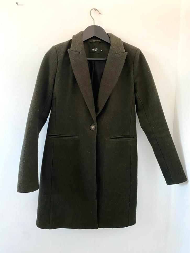 Only Dames Jas - leger Groen mantel jas maat S, Kleding | Dames, Jassen | Zomer, Zo goed als nieuw, Maat 38/40 (M), Groen, Ophalen of Verzenden